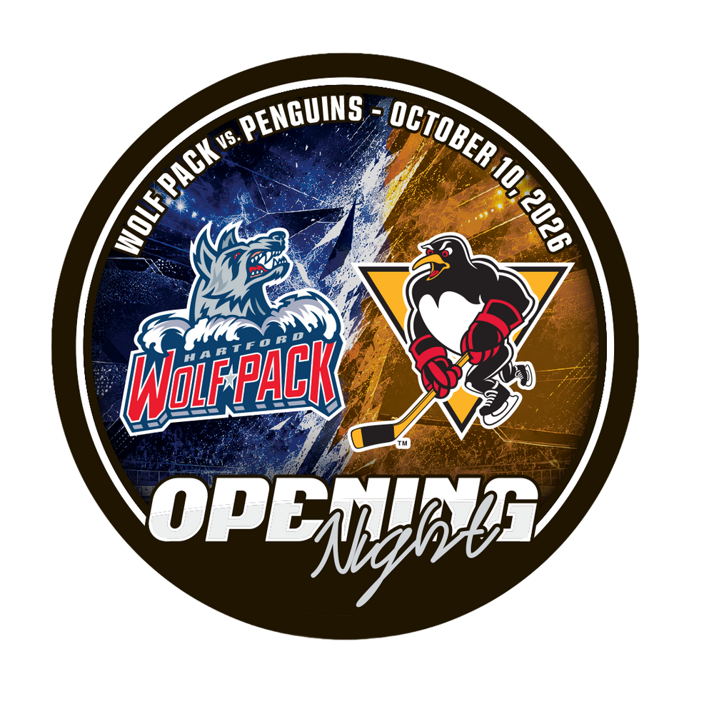 Hartford Wolf Pack Opening Night Souvenir Hockey Puck Front View