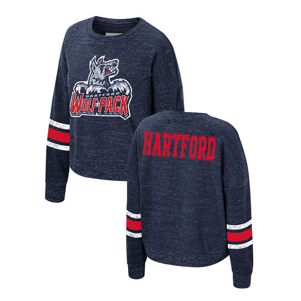 Hartford Wolf Pack Colosseum Jaclyn Speckle Womens Crewneck Product View