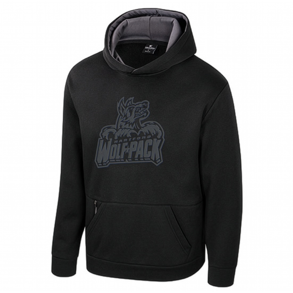 Hartford Wolf Pack Colosseum Mens Fridge Black Out Hoodie Product View