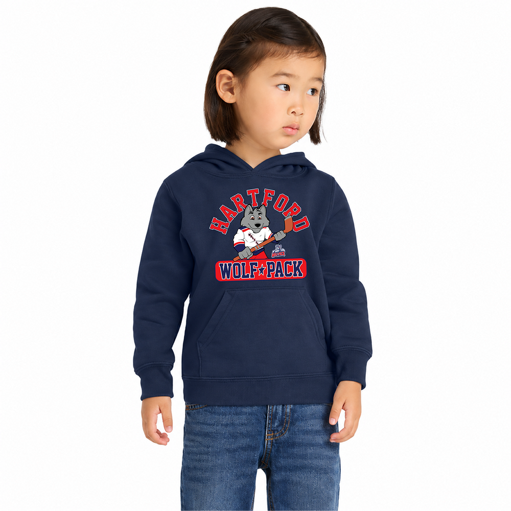 Hartford Wolf Pack Primary Logo Sonar Toddler Core Fleece Pullover Hooded Sweatshirt Front View