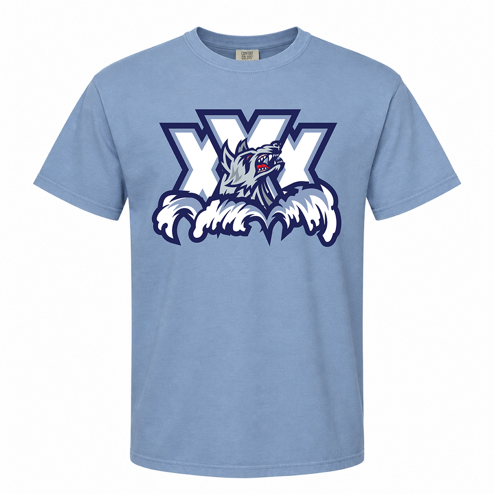 Hartford Wolf Pack "XXX" Primary Logo Unisex Garment-Dyed Heavyweight T-Shirt Front View