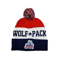 Hartford Wolf Pack Striped Beanie with Pom Pom