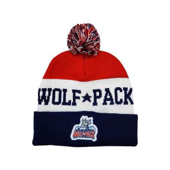 Hartford Wolf Pack Striped Beanie with Pom Pom